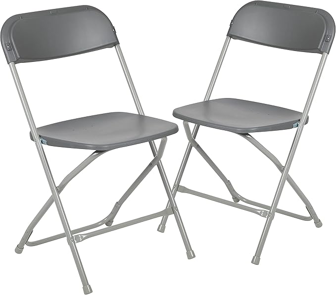 Flash Furniture Hercules Series Plastic Folding Chair - Grey - 2 Pack 650LB Weight Capacity Comfortable Event Chair-Lightweight Folding Chair by FlashFurniture
