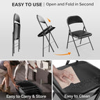 VINGLI 6 Pack Folding Chairs with Padded Seats, Metal Frame with Pu Leather Seat & Back, Capacity 350 lbs, Black - Image 8