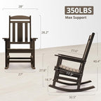 LUE BONA Outdoor Rocking Chairs Set, 3-Piece, Poly Porch Rockers with Table, Plastic Weather Resistant Rocking Chair Set for Outdoor Indoor, Garden, Backyard, 350lb, Brown, Chairs+Table - Image 3