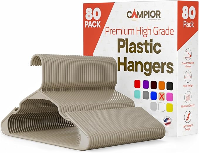 Plastic Clothes Hangers – Heavy Duty Hanger Set, by Campior