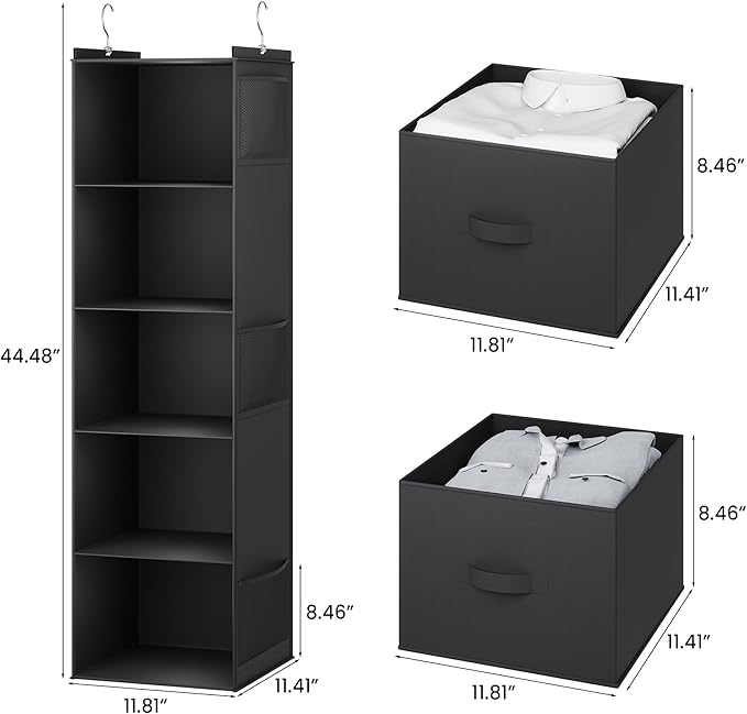 YOUDENOVA Hanging Closet Organizer, 5 Tier Hanging Closet Shelves - Image 3