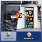 Yizosh Metal Garage Storage Cabinet with 2 Doors and 5 Adjustable Shelves - 71" Steel Lockable File Cabinet,Locking Tool Cabinets for Office,Home,Garage,Gym,School (Gray White) - Image 9