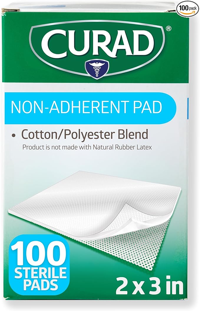 Curad Sterile Nonadherent Pad, Perforated, Cotton/Polyester, 100 pads by Medline