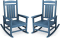 KINGYES Oversized Patio Rocking Chair Set of 2, High Density Polyethylene Outdoor Rocking Chairs with 330lbs Support for Adults, Navy by KINGYES