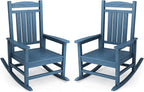 KINGYES Oversized Patio Rocking Chair Set of 2, High Density Polyethylene Outdoor Rocking Chairs with 330lbs Support for Adults, Navy by KINGYES