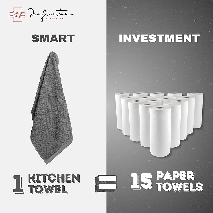 Infinitee Xclusives Premium Kitchen Towels – Pack of 3, 100% Cotton |15 x 25| - Image 6