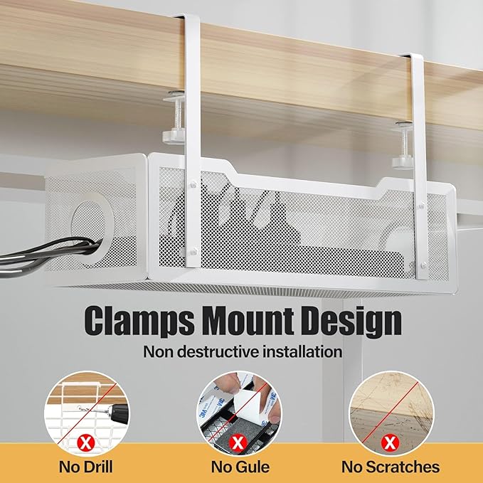 4 Pack Under Desk Cable Management Box White, Cinati 53.6" Wire Organizers No - Image 4