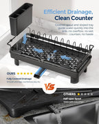 Nacial 2-in-1 Small Dish Drying Rack Fits 14''–21.8'' Sink, Dish Drainers - Image 5