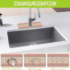 Sink Splash Guard Faucet Mat Retro Boho Flowers Absorbent Fast Drying Mat Sink - Image 5