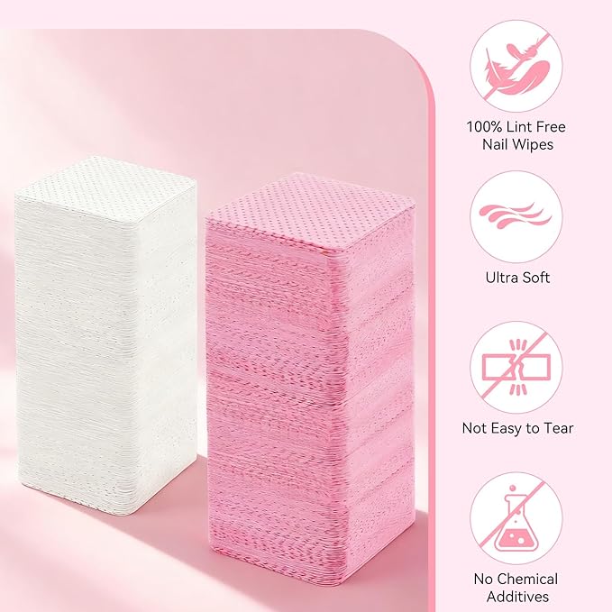720Pcs Lint Free Nail Wipes, Nail Supplies Nail Polish Wipe, Pads Gel Nails No - Image 3