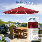 ABCCANOPY Durable Solar Led Patio Umbrellas with 32LED Lights 11FT (Wine Red) - Image 5