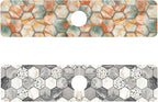 2 Pack Hexagon Marble Sink Splash Guard Faucet Mat Gold Glitter Lines Marble by Unknown