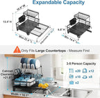 GSlife Large Dish Drying Rack 2 Tier, Expandable Kitchen Dish Drainer - Image 2