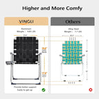 VINGLI Aluminum Oversize Patio Lawn Chairs Folding Set of 2 with Detachable Cup Holder, Webbed Beach Chair Folding Chair Outdoor Portable Camping Chair for Yard, Garden - Image 5