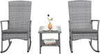 Outdoor Rocking Chair 3 Pieces High-Backed Rocking Chair Patio Rocking Chairs Outdoor Table and Chairs Anti-Slip Cushions Dark Grey - Image 7