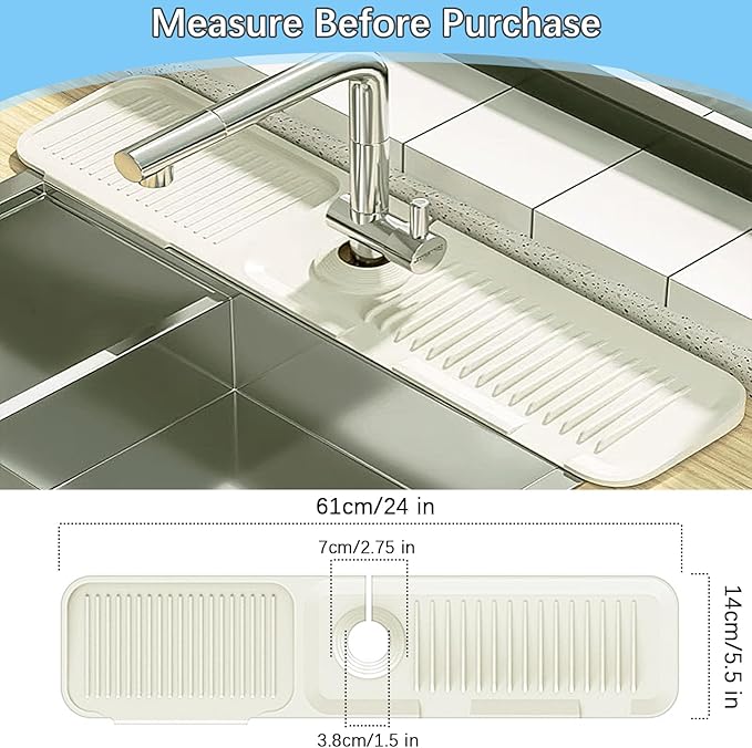 5° Slope Kitchen Sink Faucet Mat, Kitchen Sink Splash Guard, Silicone Material - Image 3