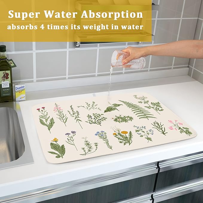 Kawani Sage Flower Herbs Dish Drying Mat - Image 7