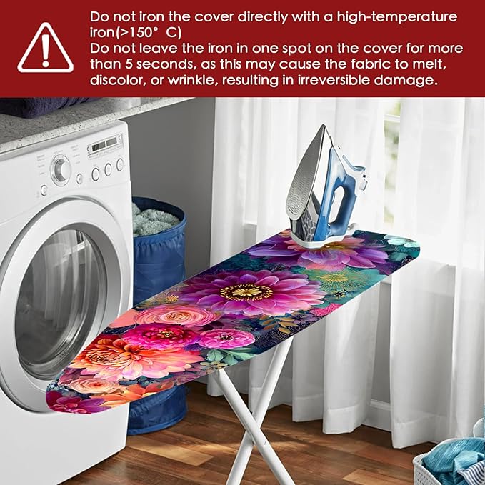 Nuxovilar Colorful Floral Pattern Ironing Board Cover, 15×54 inch, Fits Most - Image 6