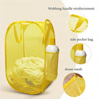 The upgraded pop-up laundry basket features a breathable side pocket mesh design - Image 3