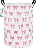 Round Foldable Girls' Storage Basket Kids Laundry Hamper Pink Gift Basket by ONOEV
