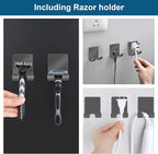 Diesisa Razor Holder for Shower + Adhesive Wall Hooks, Premium 304 Stainless - Image 2