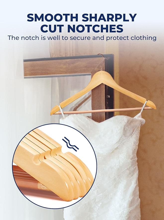 Smartor Wooden Hangers 20 Pack, Solid Wood Coat Hanger - Image 5