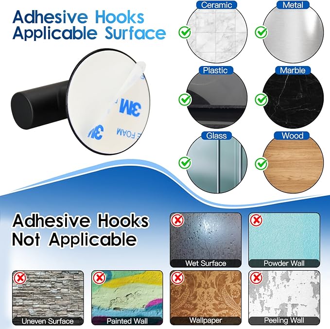 4 Pack Adhesive Hooks, Heavy Duty Adhesive Wall Hooks, Waterproof Stainless - Image 3