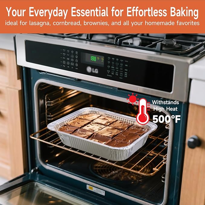 Half Size Aluminum Pans 9x13-20 Pack Aluminum Foil Pans, Heavy Duty Disposable - Image 3