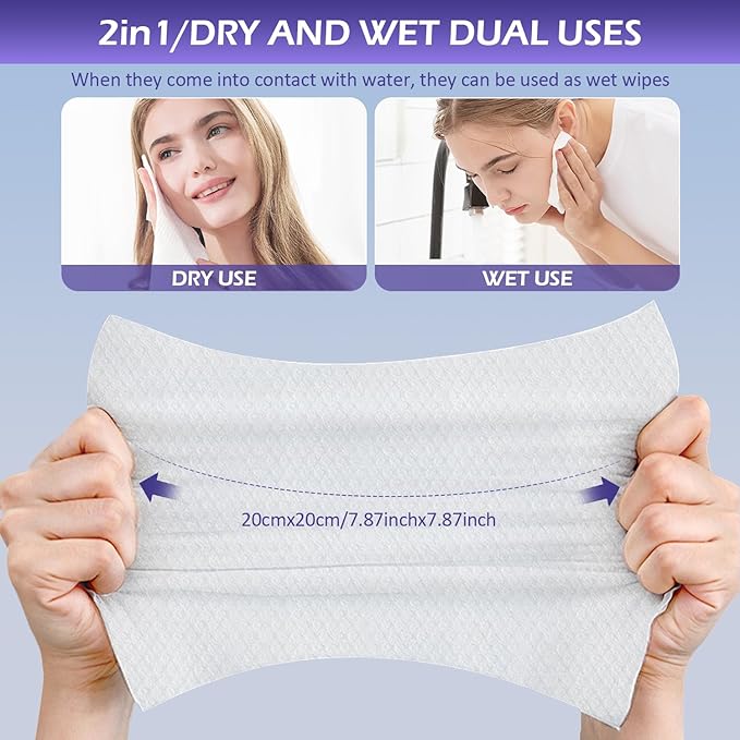 Disposable Face Towel 100 Count, Face Towels, Soft Cotton Dry Wipes Facial - Image 5