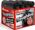 ToughBag 65 Gallon Trash Bags – 50x48" Large Black Garbage Can Liners – Made in by ToughBag