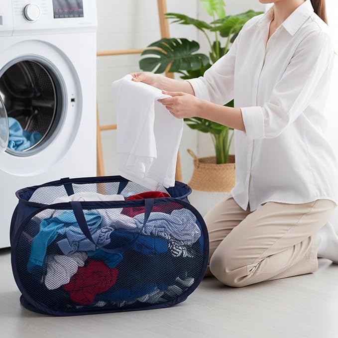 5 Pack Pop-Up Mesh Laundry Basket, 5 Colors Pop Up Mesh Hamper, Open Laundry - Image 5