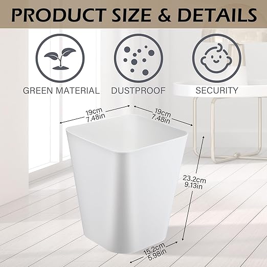 Hoolerry 9 Pieces Garbage Can 2 Gallon Small Trash Cans Bulk Bathroom Trash Bin - Image 2