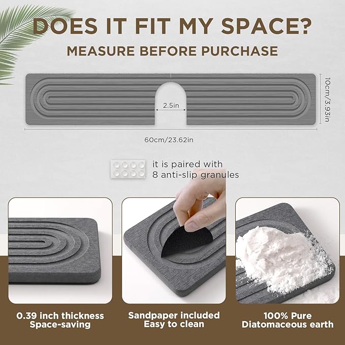 Faucet Mat for Kitchen Sink, Diatomite Stone Drying Sink Protectors, Bathroom - Image 7