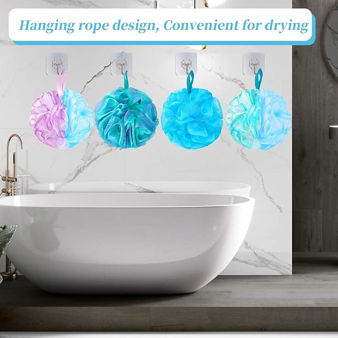 Bath Loofah Shower Sponge Body Back Scrubber Soft Mesh Shower Puffs Exfoliating - Image 7
