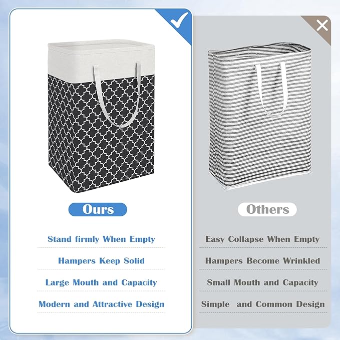 BlissTotes 3-Pack Laundry Basket, Freestanding＆Waterproof Laundry Hamper - Image 3