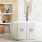 2 Pcs Boho Flowers Hand Towels Beige Bathroom Wildflowers Decor 14x29 Inch - Image 5