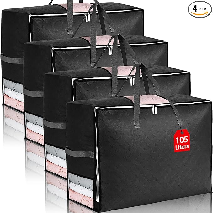4Pack 105L Extra Large Blanket Comforter Storage Bags, Foldable Storage Bags by Eunhdet