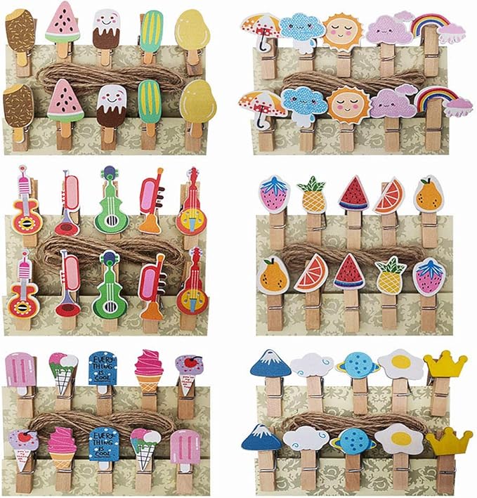 SaktopDeco 60 Counts Mini Wooden Clothespins Small Decorative Wood Peg Pin by Unknown
