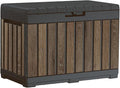 Keter Signature Everwood 50 Gallon Resin Deck Box for Outdoor Storage – Weather‑Resistant Balcony & Patio Box for Cushions, Throw Pillows & Garden Tools, Walnut by Keter