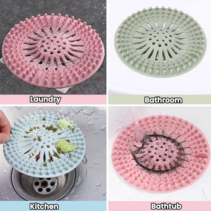 5 Pack Hair Catcher Durable Silicone Hair Stopper Shower Drain Covers - Image 3