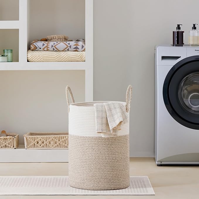 VIPOSCO Large Laundry Hamper, Tall Woven Rope Storage Basket - Image 7