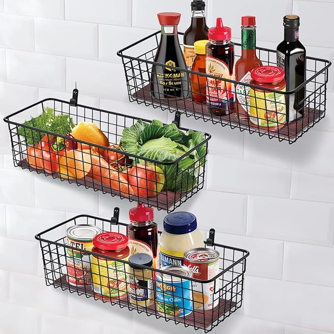 SheeChung 2 Set Portable Metal Farmhouse Wall Decor Storage Organizer Basket Bin - Image 6