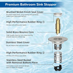 Hibbent 3 Pack 3 in 1 Bathroom Sink Drain Strainer, Universal Pop Up Stopper - Image 8