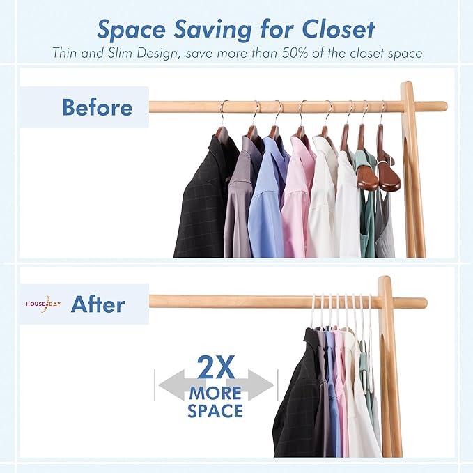 HOUSE DAY White Plastic Hangers 16 Pack, Space Saving Coat Hanger, Clothes - Image 4