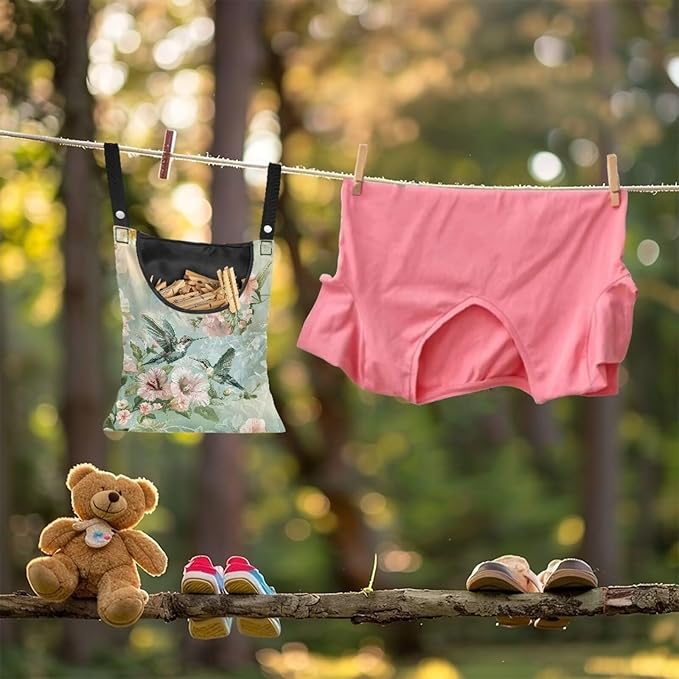 Hummingbird Clothespin Bag for Outdoor Laundry Clothesline and Clothes Pin - Image 4