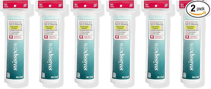 Swisspers Premium Exfoliating Cotton Rounds – – 100% Pure Cotton, Dual-Sided by Swisspers