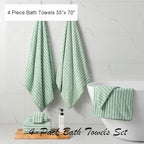 Oliven 4 Piece Green Cabana Stripe Large Bath Towels Oversized Bath Sheet Super - Image 3