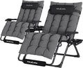 UDPATIO Oversized Zero Gravity Chair 33In XXL Patio Reclining Chair with Cushion, Outdoor Folding Recliner with Pillows, Cup Holder, Foot Rest & Padded Headrest, Support 500LB (2, Dark Grey-XL) by UDPATIO