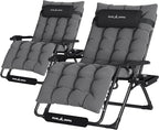 UDPATIO Oversized Zero Gravity Chair 33In XXL Patio Reclining Chair with Cushion, Outdoor Folding Recliner with Pillows, Cup Holder, Foot Rest & Padded Headrest, Support 500LB (2, Dark Grey-XL) by UDPATIO