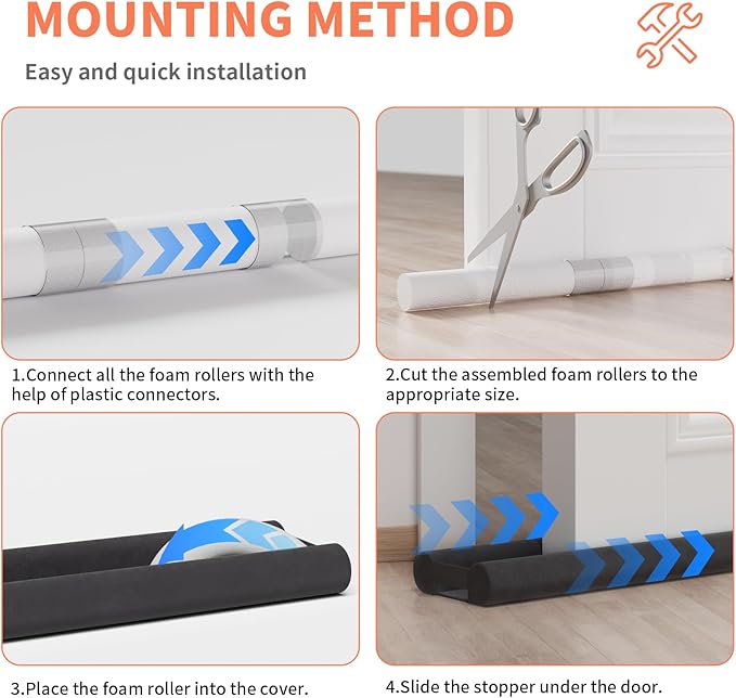 Door Draft Stopper for Bottom of Door, Upgraded Under Door Gap Filler for Big - Image 7